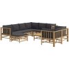 Loungegrupp 10 delar mörkgrå dynor bambu vidaXL – miniatyr 3
