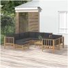 Loungegrupp 10 delar mörkgrå dynor bambu vidaXL – miniatyr 1