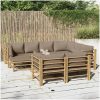Loungegrupp 10 delar taupe dynor bambu vidaXL – miniatyr 1