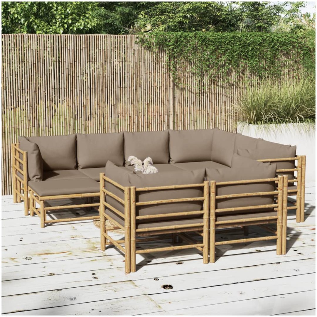 Loungegrupp 10 delar taupe dynor bambu vidaXL