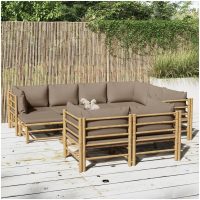 Loungegrupp 10 delar taupe dynor bambu vidaXL