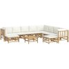 Loungegrupp 11 delar gräddvita dynor bambu vidaXL – miniatyr 3