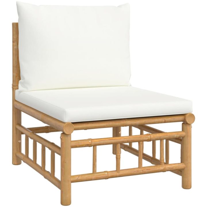 Loungegrupp 11 delar gräddvita dynor bambu vidaXL – bild 5