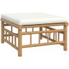 Loungegrupp 11 delar gräddvita dynor bambu vidaXL – miniatyr 6