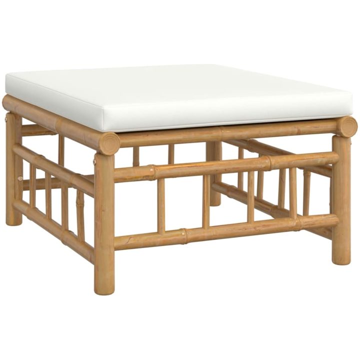 Loungegrupp 11 delar gräddvita dynor bambu vidaXL – bild 6