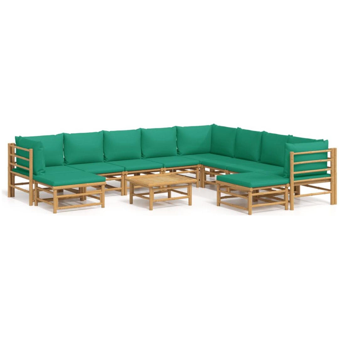 Loungegrupp 11 delar gröna dynor bambu vidaXL – bild 2