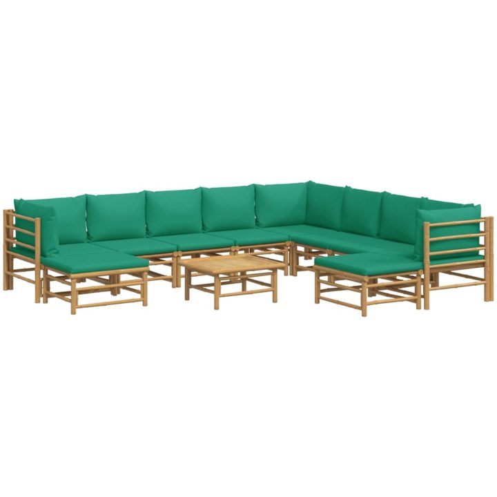 Loungegrupp 11 delar gröna dynor bambu vidaXL – bild 3