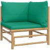 Loungegrupp 11 delar gröna dynor bambu vidaXL – miniatyr 4