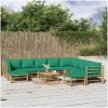 Loungegrupp 11 delar gröna dynor bambu vidaXL – miniatyr 1