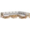 Loungegrupp 11 delar ljusgråa dynor bambu vidaXL – miniatyr 2