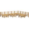 Loungegrupp 11 delar ljusgråa dynor bambu vidaXL – miniatyr 4