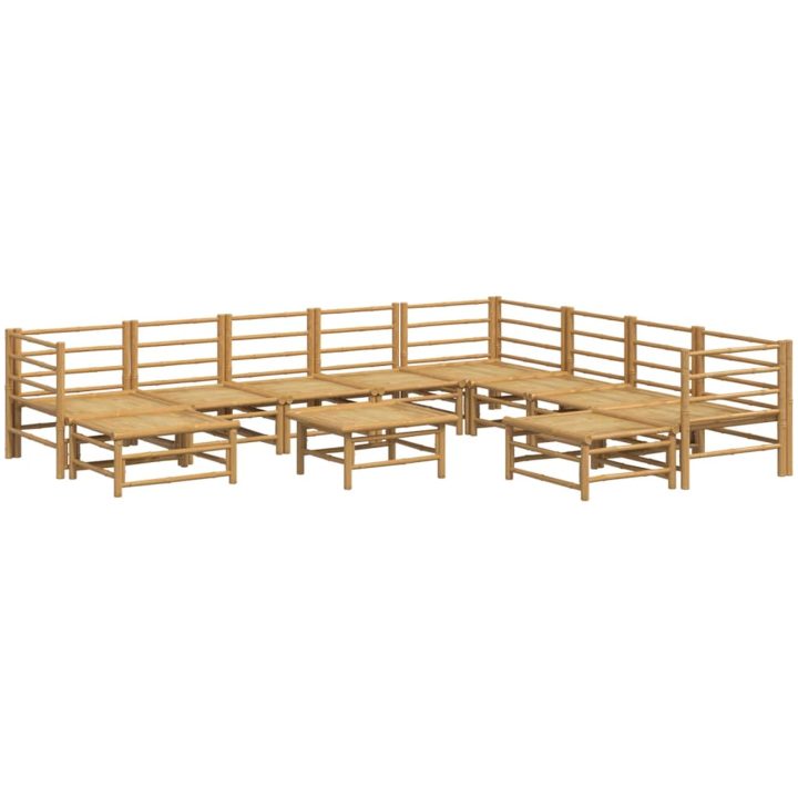 Loungegrupp 11 delar ljusgråa dynor bambu vidaXL – bild 4