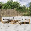Loungegrupp 11 delar ljusgråa dynor bambu vidaXL – miniatyr 1
