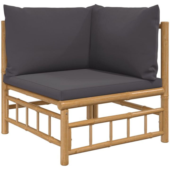 Loungegrupp 11 delar mörkgrå dynor bambu vidaXL – bild 4