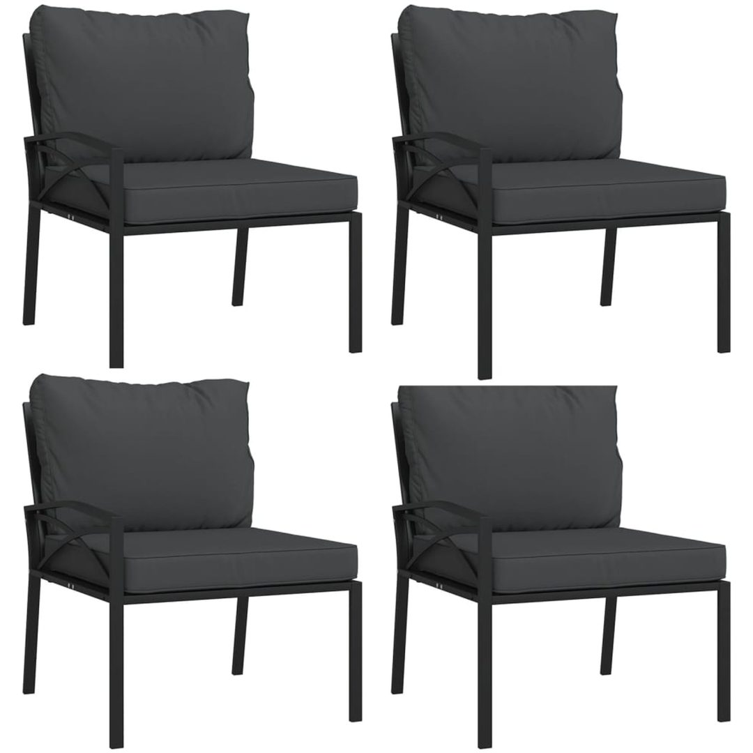 Loungegrupp 11 delar mörkgrå dynor stål vidaXL – bild 4