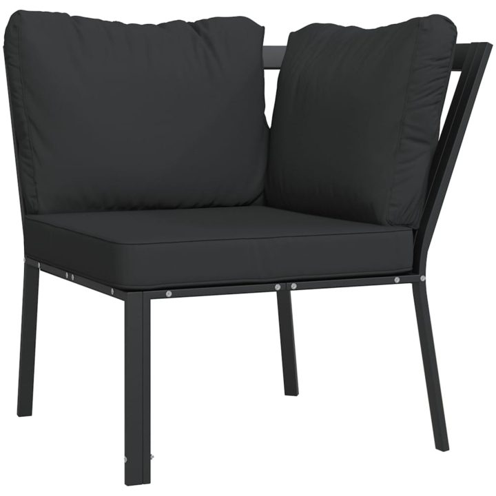 Loungegrupp 11 delar mörkgrå dynor stål vidaXL – bild 8