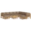 Loungegrupp 11 delar taupe dynor bambu vidaXL – miniatyr 2