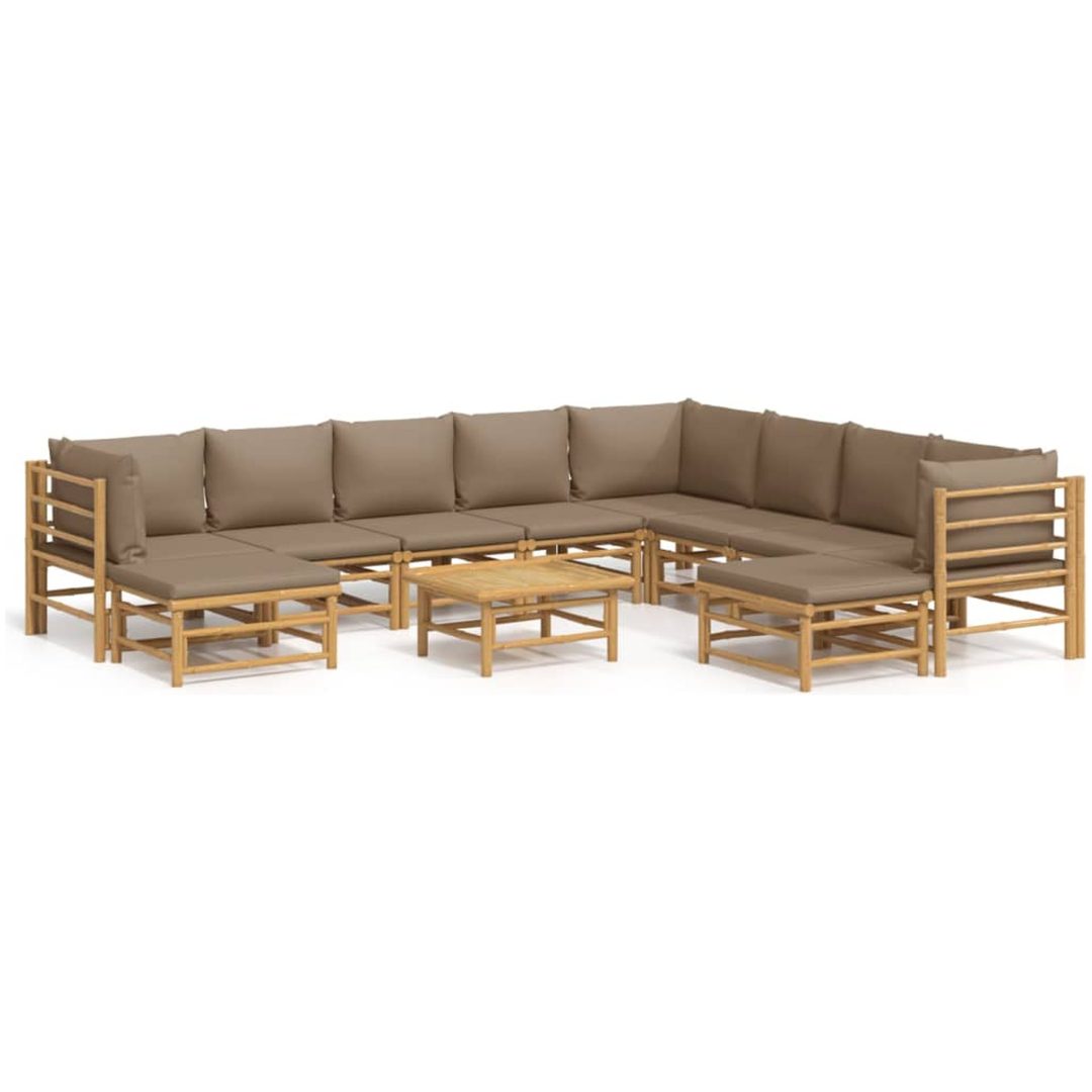 Loungegrupp 11 delar taupe dynor bambu vidaXL – bild 2