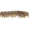 Loungegrupp 11 delar taupe dynor bambu vidaXL – miniatyr 3