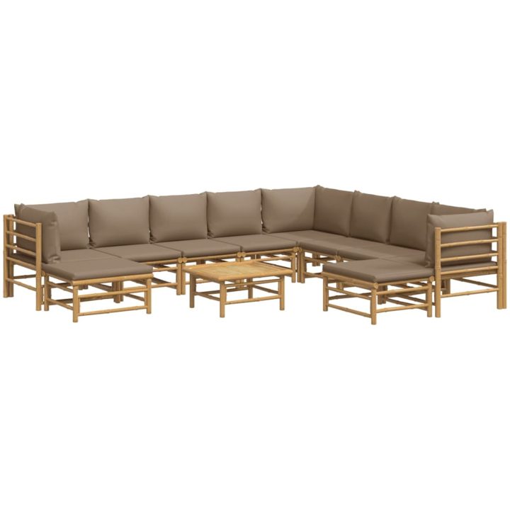Loungegrupp 11 delar taupe dynor bambu vidaXL – bild 3