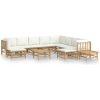 Loungegrupp 12 delar gräddvita dynor bambu vidaXL – miniatyr 2