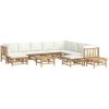 Loungegrupp 12 delar gräddvita dynor bambu vidaXL – miniatyr 3