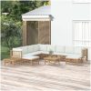 Loungegrupp 12 delar gräddvita dynor bambu vidaXL – miniatyr 1