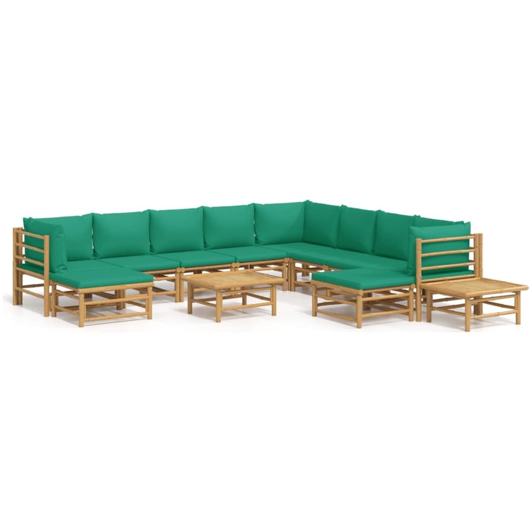 Loungegrupp 12 delar gröna dynor bambu vidaXL – bild 2