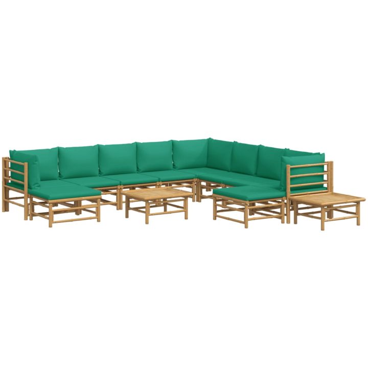 Loungegrupp 12 delar gröna dynor bambu vidaXL – bild 3