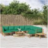 Loungegrupp 12 delar gröna dynor bambu vidaXL – miniatyr 1