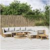 Loungegrupp 12 delar ljusgråa dynor bambu vidaXL – miniatyr 1