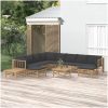 Loungegrupp 12 delar mörkgrå dynor bambu vidaXL – miniatyr 1