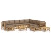 Loungegrupp 12 delar taupe dynor bambu vidaXL – miniatyr 2