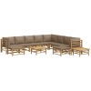 Loungegrupp 12 delar taupe dynor bambu vidaXL – miniatyr 3