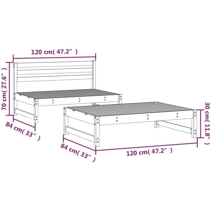 Loungegrupp 2 delar impregnerad furu vidaXL – bild 7