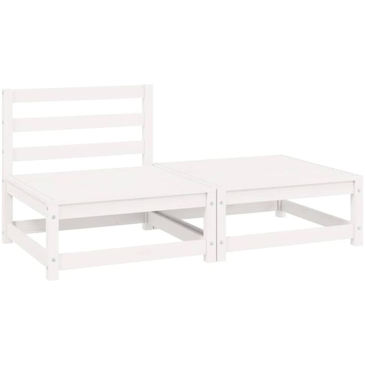 Loungegrupp 2 delar vit massiv furu vidaXL – bild 2