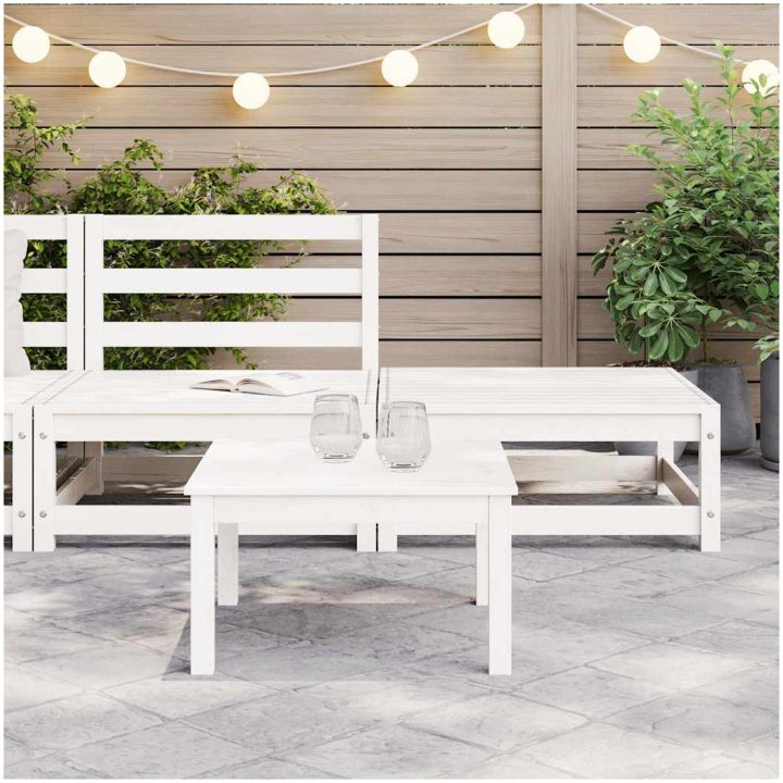 Loungegrupp 2 delar vit massiv furu vidaXL – bild 3