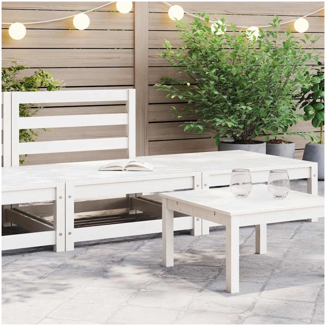 Loungegrupp 2 delar vit massiv furu vidaXL