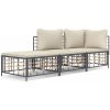 Loungegrupp 3 delar med dynor antracit konstrotting vidaXL – miniatyr 2