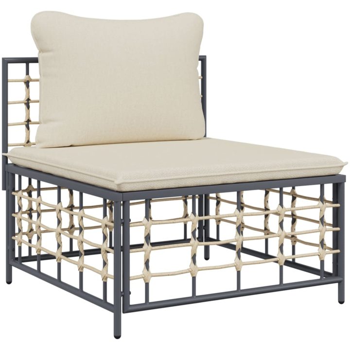 Loungegrupp 3 delar med dynor antracit konstrotting vidaXL – bild 5
