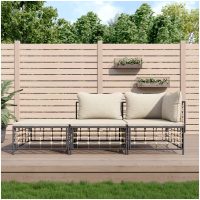 Loungegrupp 3 delar med dynor antracit konstrotting vidaXL