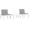 Loungegrupp 3 delar med dynor vit PP vidaXL – miniatyr 2