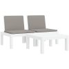 Loungegrupp 3 delar med dynor vit PP vidaXL – miniatyr 3