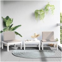 Loungegrupp 3 delar med dynor vit PP vidaXL