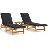 Loungegrupp 3 delar svart konstrotting & akaciaträ vidaXL – miniatyr 2