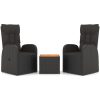 Loungegrupp 3 delar svart konstrotting & massiv akacia vidaXL – miniatyr 2
