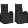 Loungegrupp 3 delar svart konstrotting & massiv akacia vidaXL – miniatyr 4