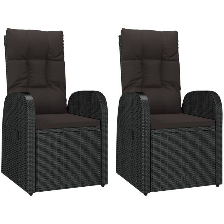 Loungegrupp 3 delar svart konstrotting & massiv akacia vidaXL – bild 4