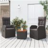 Loungegrupp 3 delar svart konstrotting & massiv akacia vidaXL – miniatyr 1