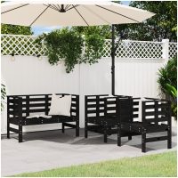 Loungegrupp 3 delar svart massiv furu vidaXL